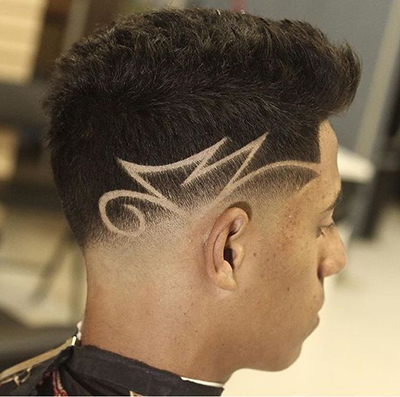 african american student with a tapered mohawk style hair cut